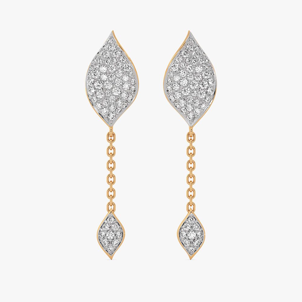 Graceful 14Kt Yellow Gold Diamond Dangler Earrings-Earrings-OSE26B31-D400RCC
