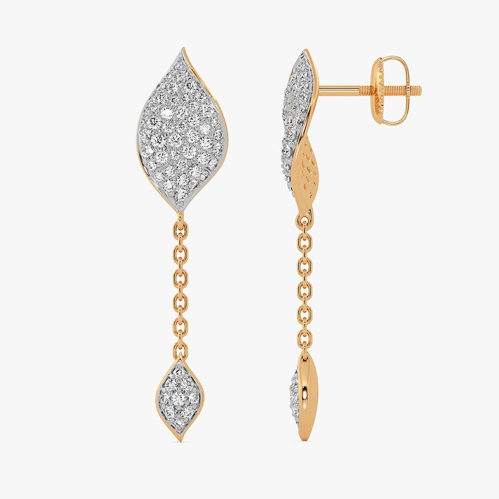 Graceful 14Kt Yellow Gold Diamond Dangler Earrings-Earrings-OSE26B31-D400RCC