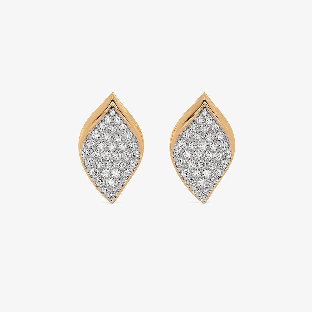 Refined 14Kt Yellow Gold Diamond Stud Earrings-Earrings-OSE26B32-D400RCC