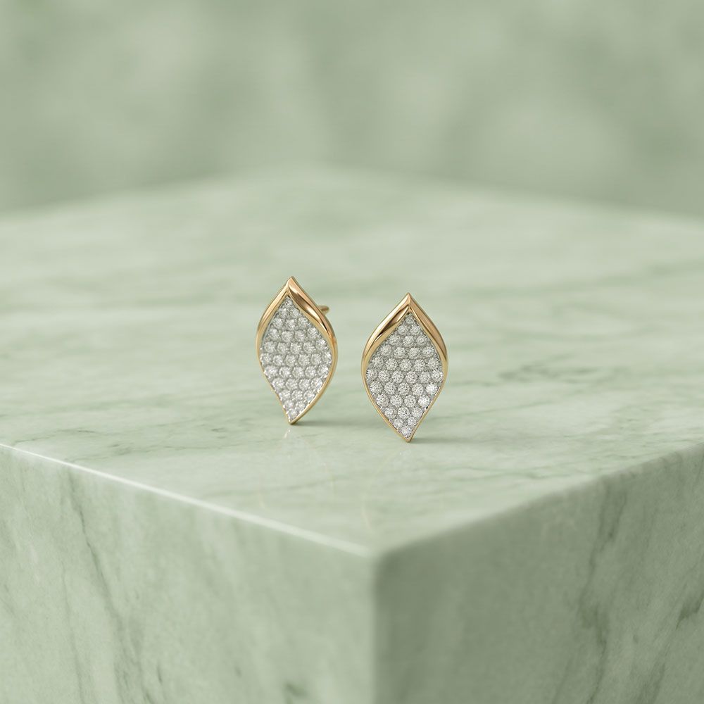 Refined 14Kt Yellow Gold Diamond Stud Earrings-Earrings-OSE26B32-D400RCC