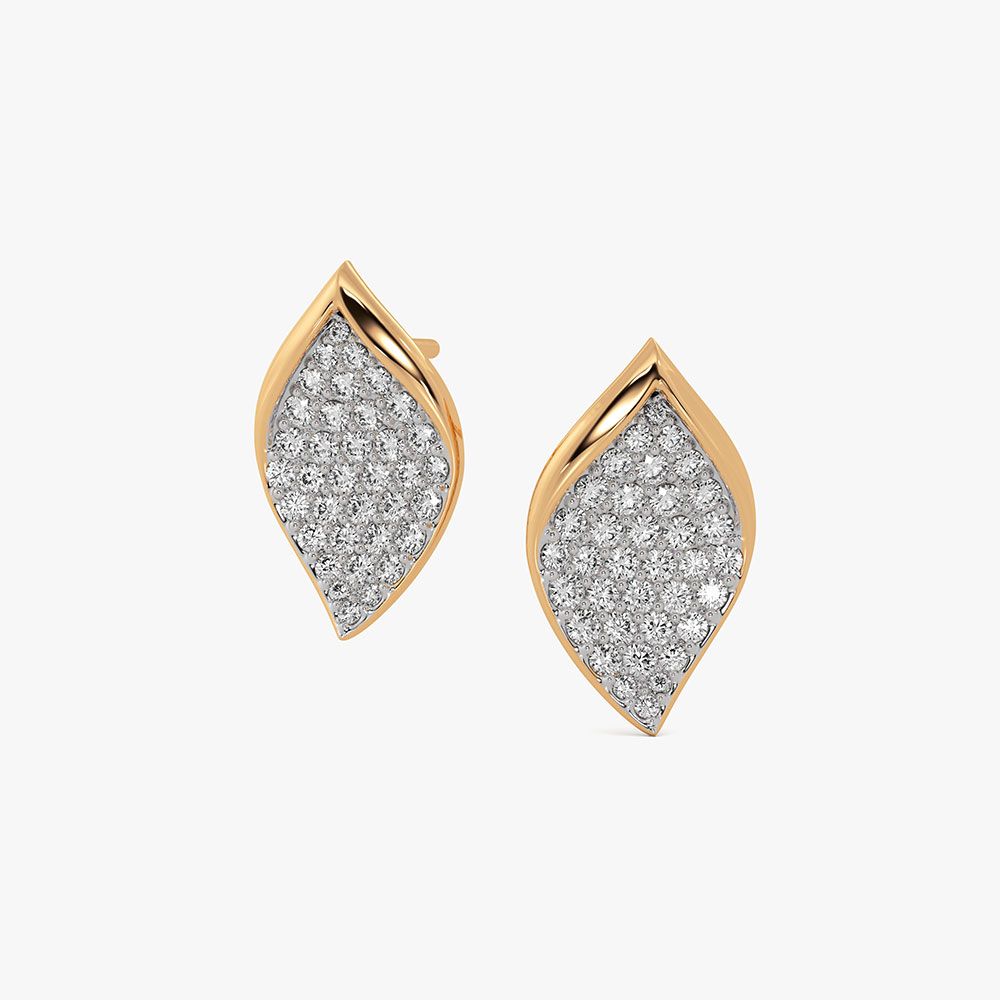 Refined 14Kt Yellow Gold Diamond Stud Earrings-Earrings-OSE26B32-D400RCC