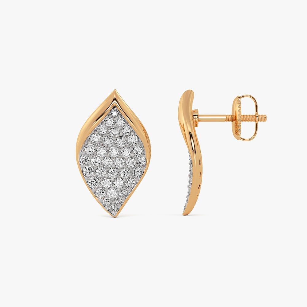 Refined 14Kt Yellow Gold Diamond Stud Earrings-Earrings-OSE26B32-D400RCC