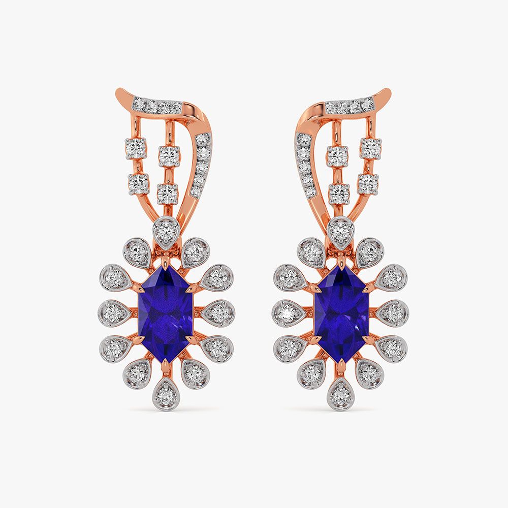 Teardrop Charm 14Kt Rose Gold Diamond Earrings-Earrings-OSE26B34-D442XDC