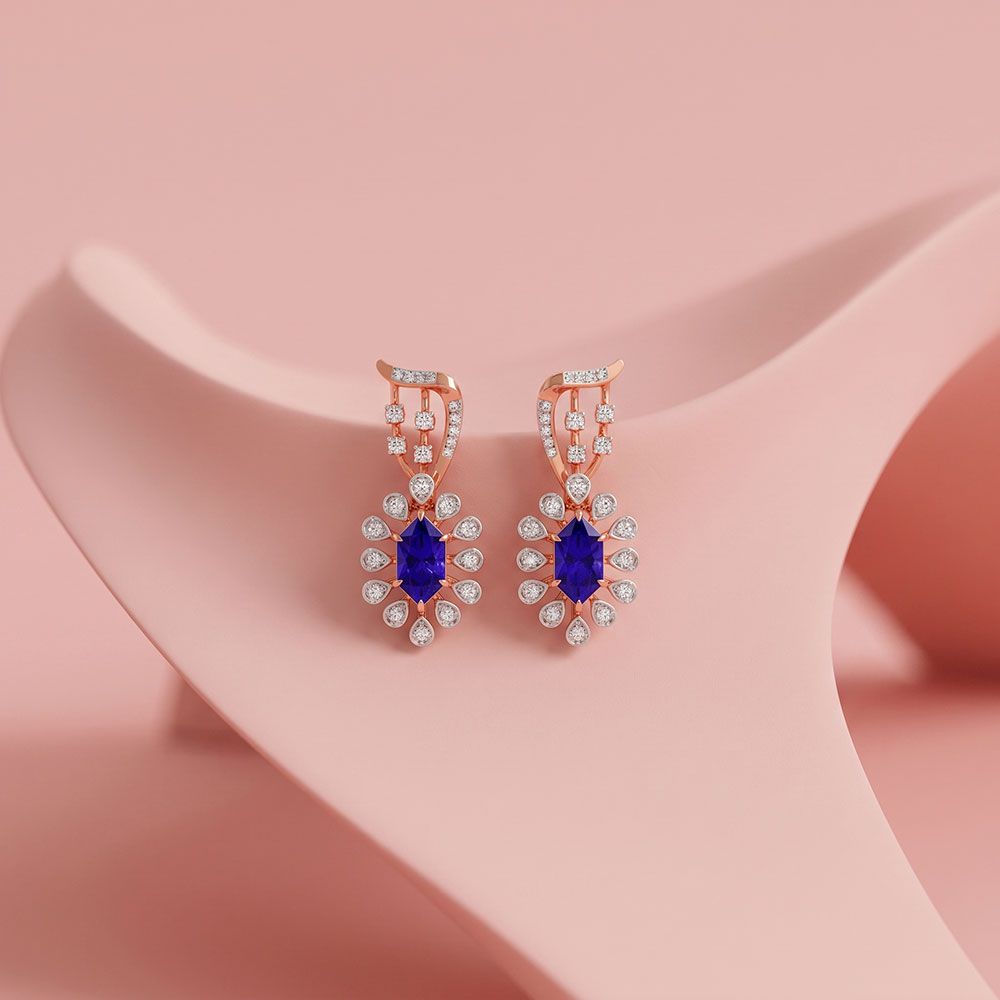 Teardrop Charm 14Kt Rose Gold Diamond Earrings-Earrings-OSE26B34-D442XDC