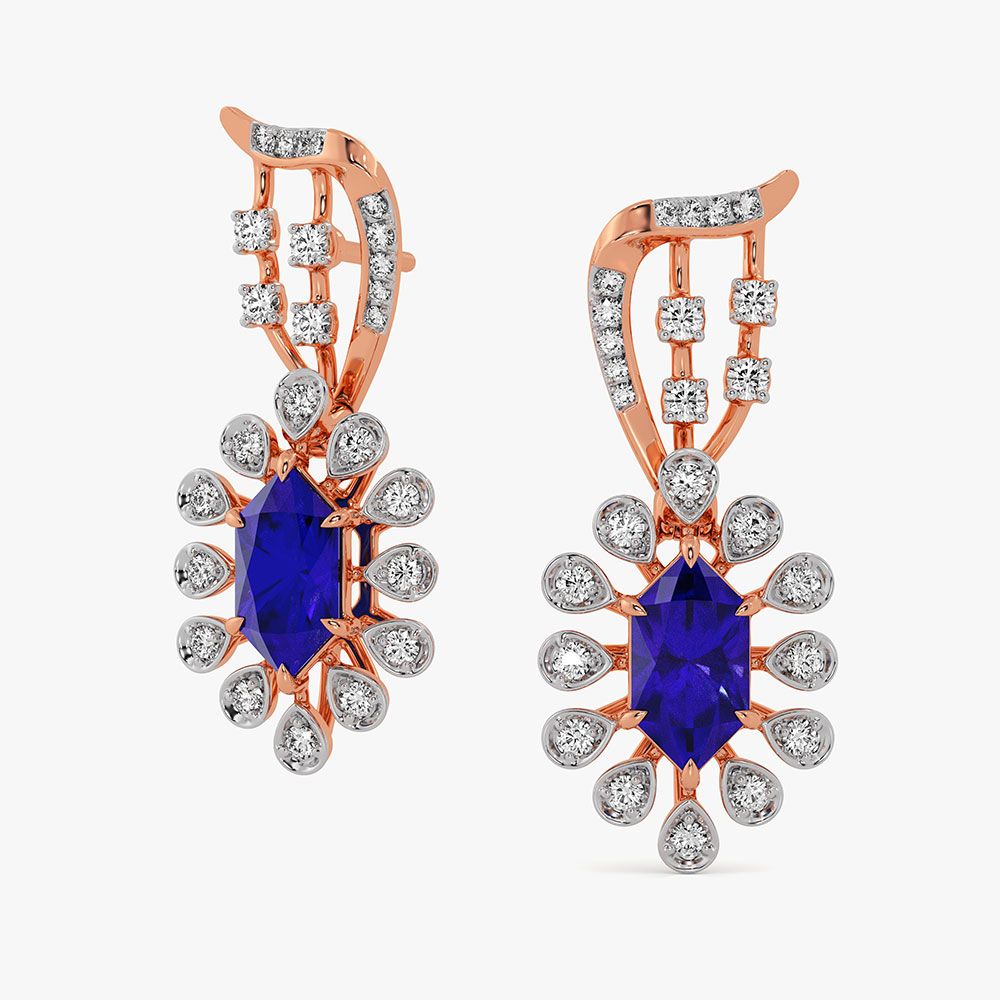 Teardrop Charm 14Kt Rose Gold Diamond Earrings-Earrings-OSE26B34-D442XDC