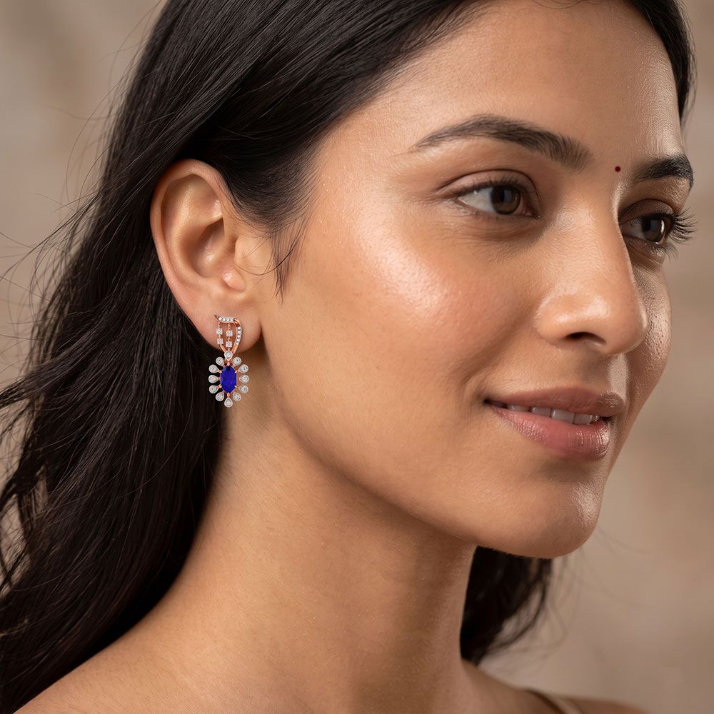 Teardrop Charm 14Kt Rose Gold Diamond Earrings-Earrings-OSE26B34-D442XDC