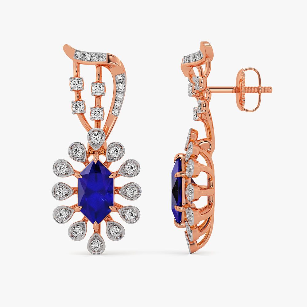 Teardrop Charm 14Kt Rose Gold Diamond Earrings-Earrings-OSE26B34-D442XDC