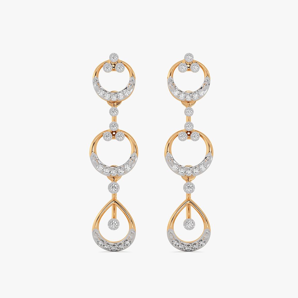 Radiant 14Kt Yellow Gold Diamond Dangler Earrings-Earrings-OSE26B38-D400RCC