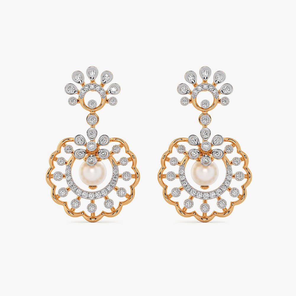 Circular Beauty 14Kt Yellow Gold Diamond Earrings-Earrings-OSE26B39-D408RDC