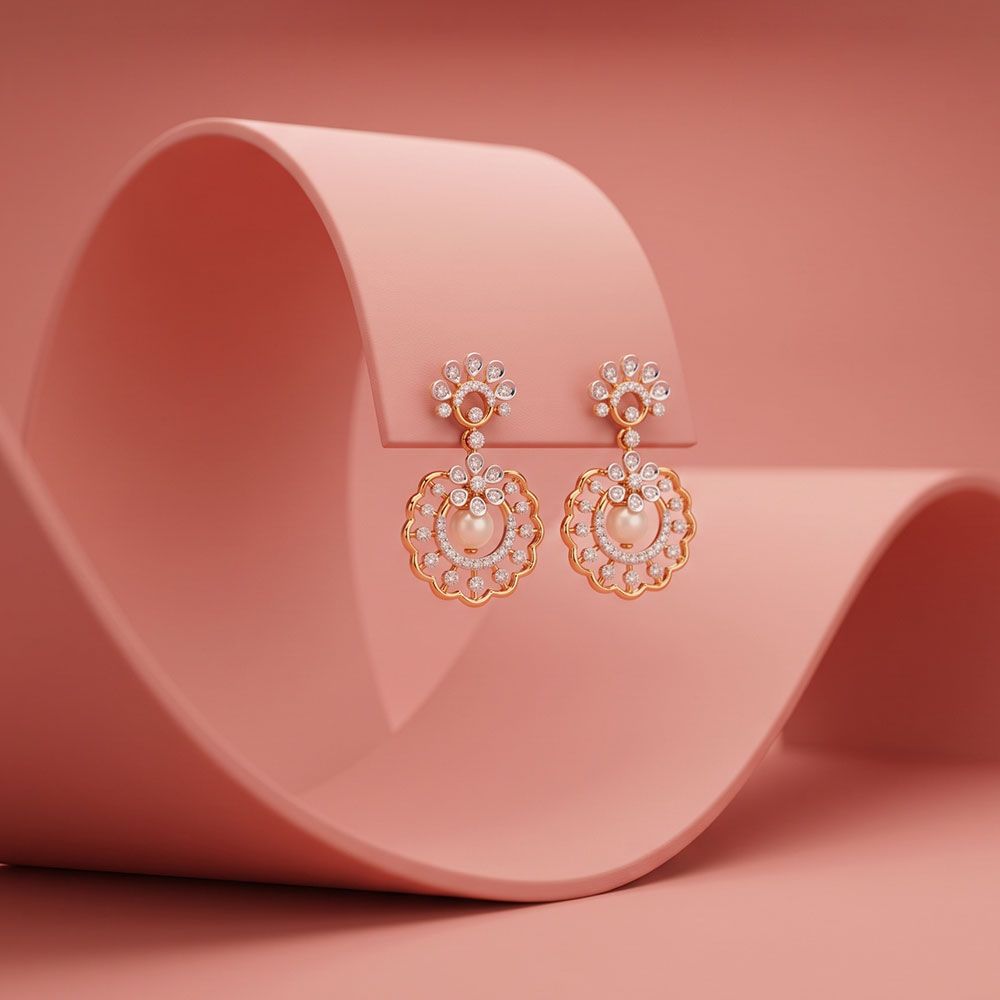 Circular Beauty 14Kt Yellow Gold Diamond Earrings-Earrings-OSE26B39-D408RDC