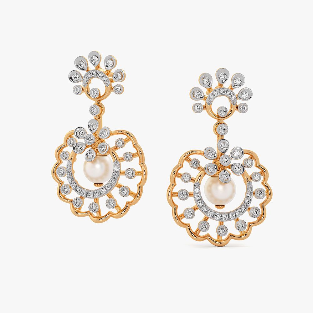 Circular Beauty 14Kt Yellow Gold Diamond Earrings-Earrings-OSE26B39-D408RDC