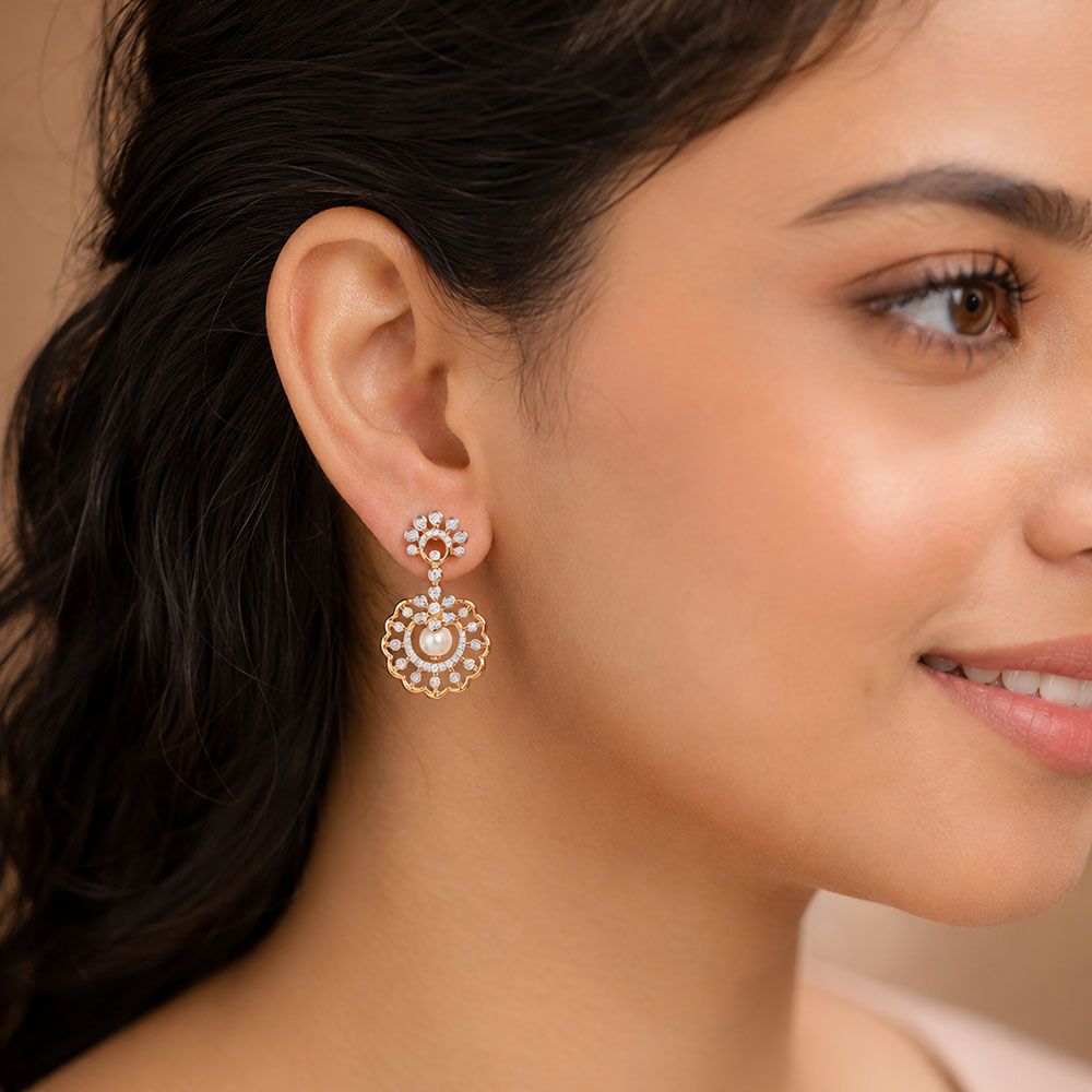 Circular Beauty 14Kt Yellow Gold Diamond Earrings-Earrings-OSE26B39-D408RDC