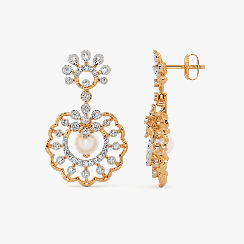 Circular Beauty 14Kt Yellow Gold Diamond Earrings-Earrings-OSE26B39-D408RDC