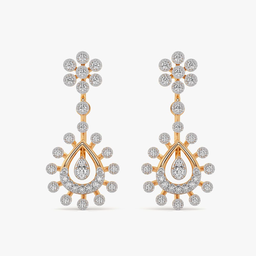 Radiant Elegance 14Kt Yellow Gold Diamond Earrings-Earrings-OSE26B40-D400RCC