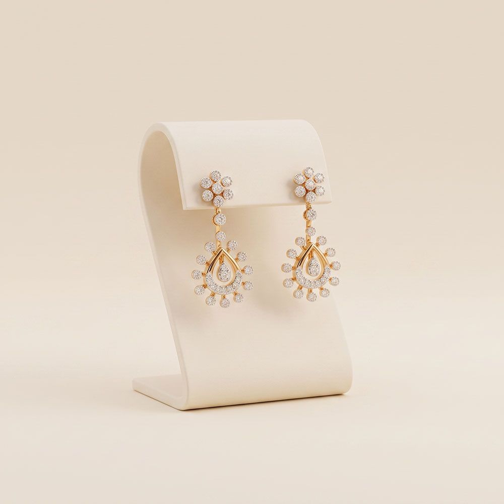 Radiant Elegance 14Kt Yellow Gold Diamond Earrings-Earrings-OSE26B40-D400RCC