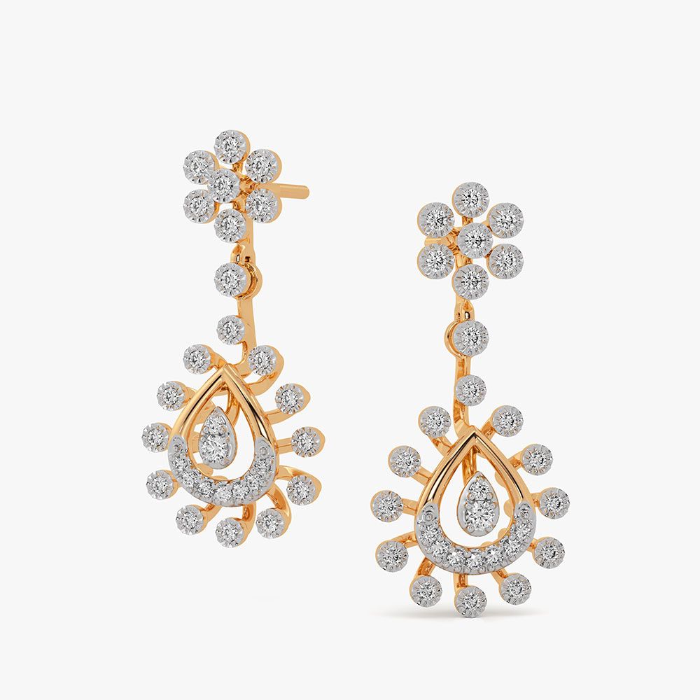 Radiant Elegance 14Kt Yellow Gold Diamond Earrings-Earrings-OSE26B40-D400RCC