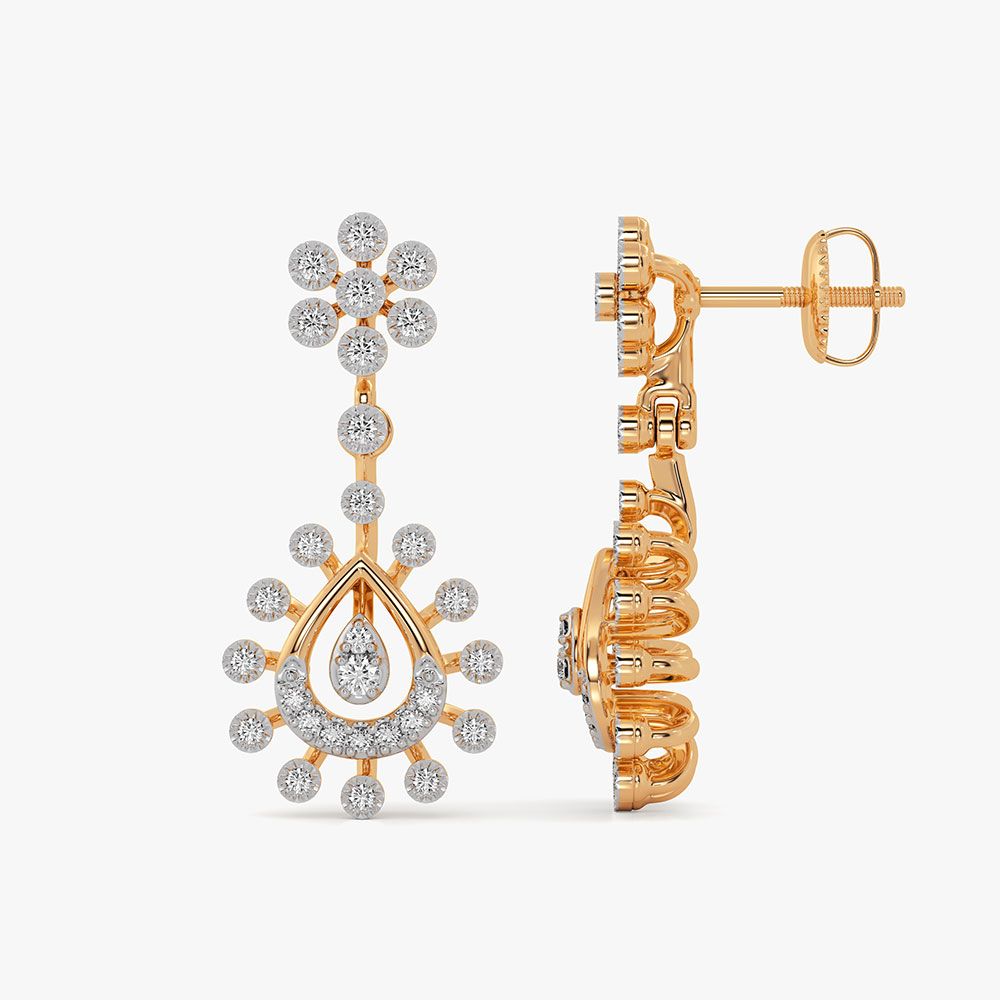 Radiant Elegance 14Kt Yellow Gold Diamond Earrings-Earrings-OSE26B40-D400RCC