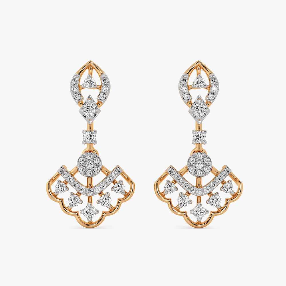 Glamorous 14Kt Yellow Gold Diamond Dangler Earrings-Earrings-OSE26B84-D400RCC