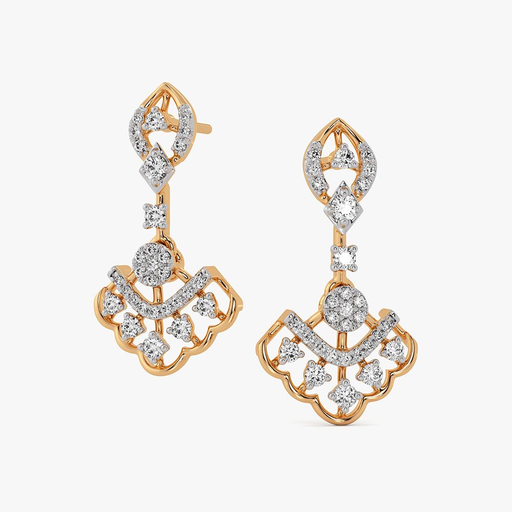 Glamorous 14Kt Yellow Gold Diamond Dangler Earrings-Earrings-OSE26B84-D400RCC