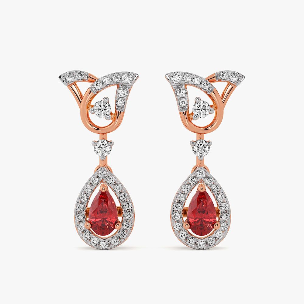 Floral Glow 14Kt Rose Gold Diamond Earrings-Earrings-OSE26B85-D435X0C