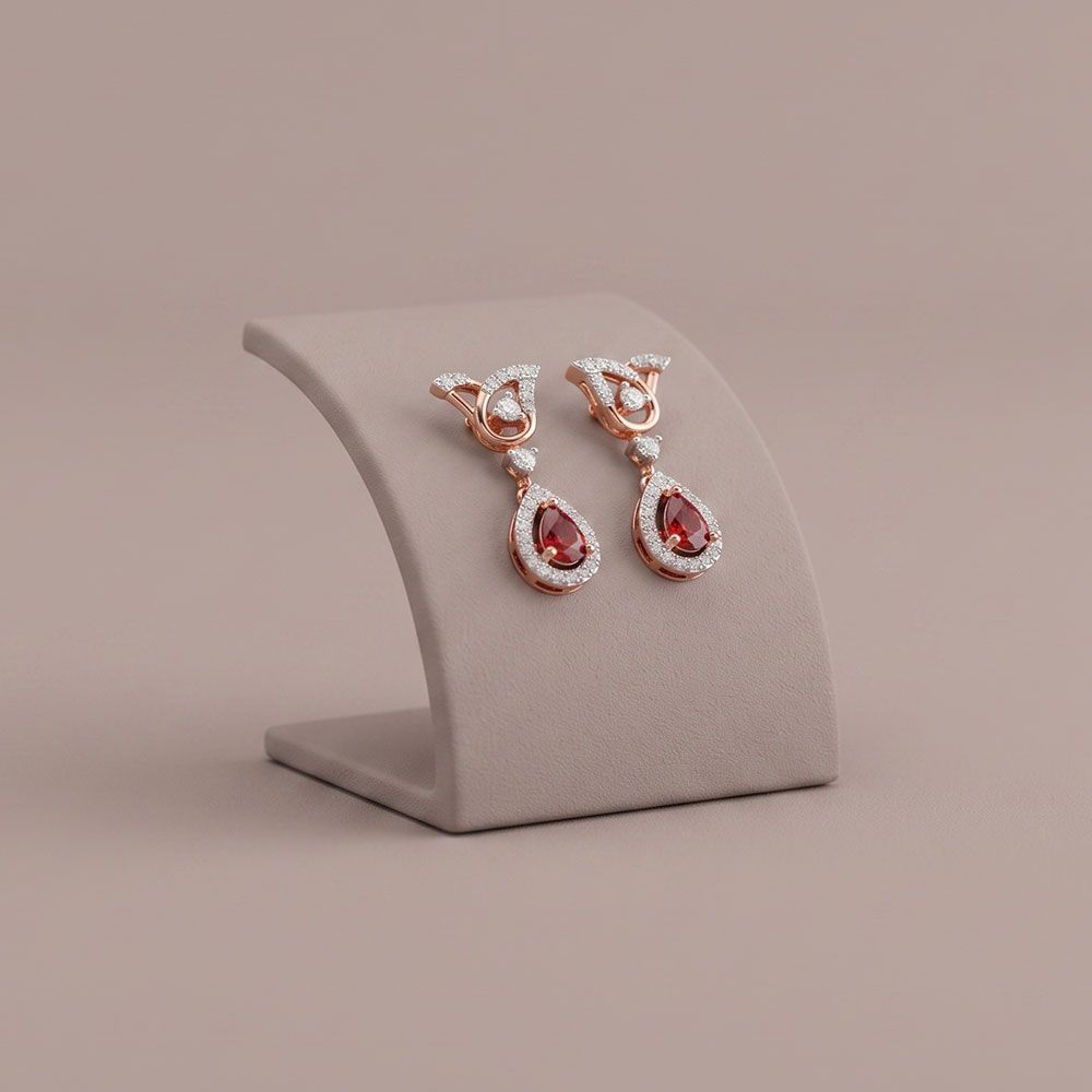 Floral Glow 14Kt Rose Gold Diamond Earrings-Earrings-OSE26B85-D435X0C