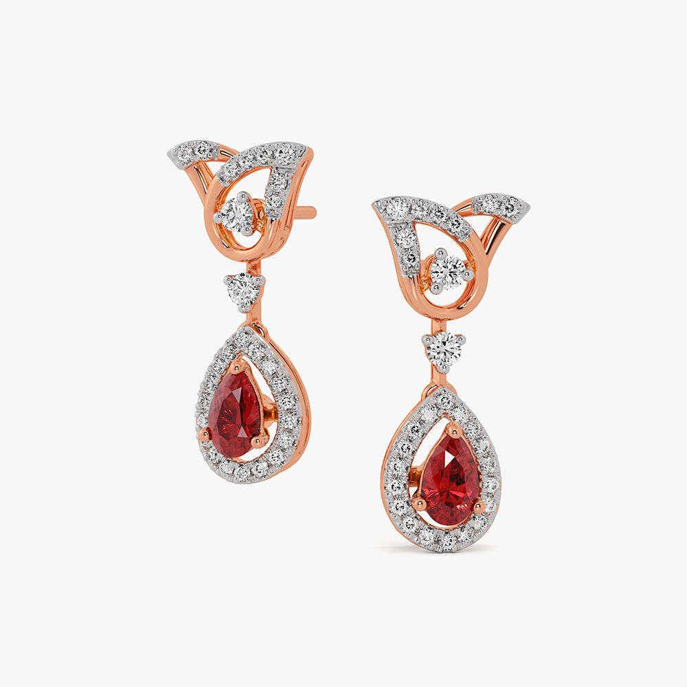 Floral Glow 14Kt Rose Gold Diamond Earrings-Earrings-OSE26B85-D435X0C