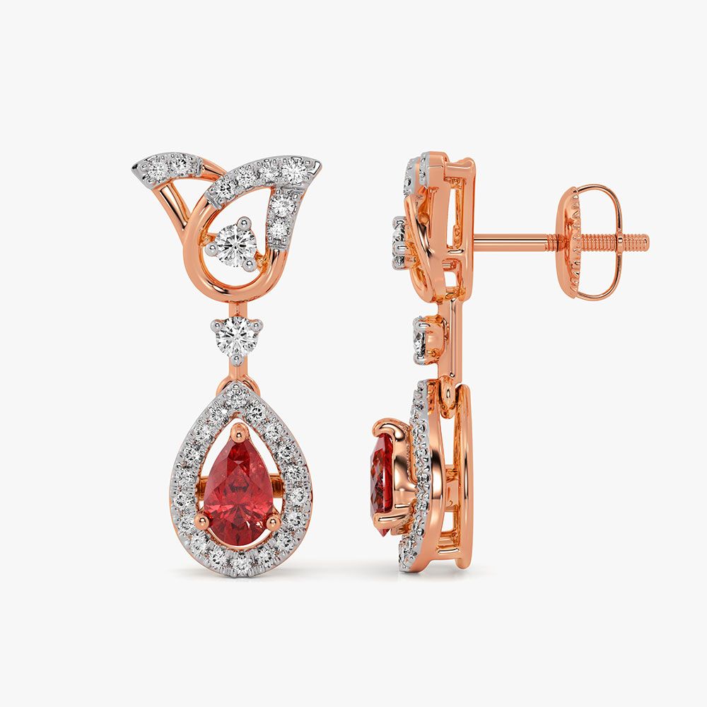 Floral Glow 14Kt Rose Gold Diamond Earrings-Earrings-OSE26B85-D435X0C