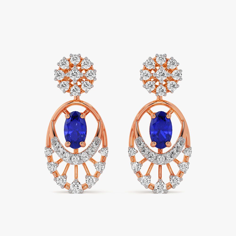 Graceful Drop 14Kt Rose Gold Diamond Dangler Earrings-Earrings-OSE26B87-D442XCC