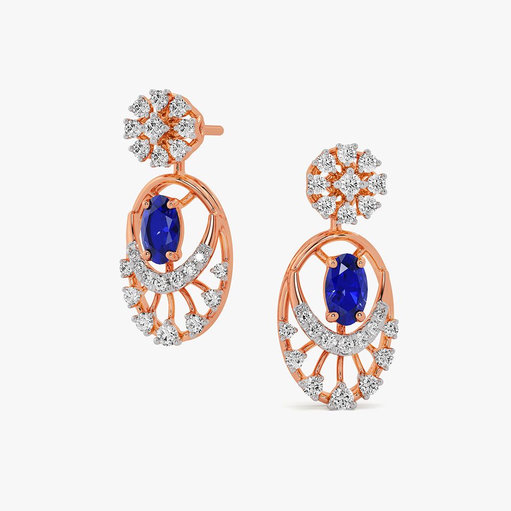 Graceful Drop 14Kt Rose Gold Diamond Dangler Earrings-Earrings-OSE26B87-D442XCC