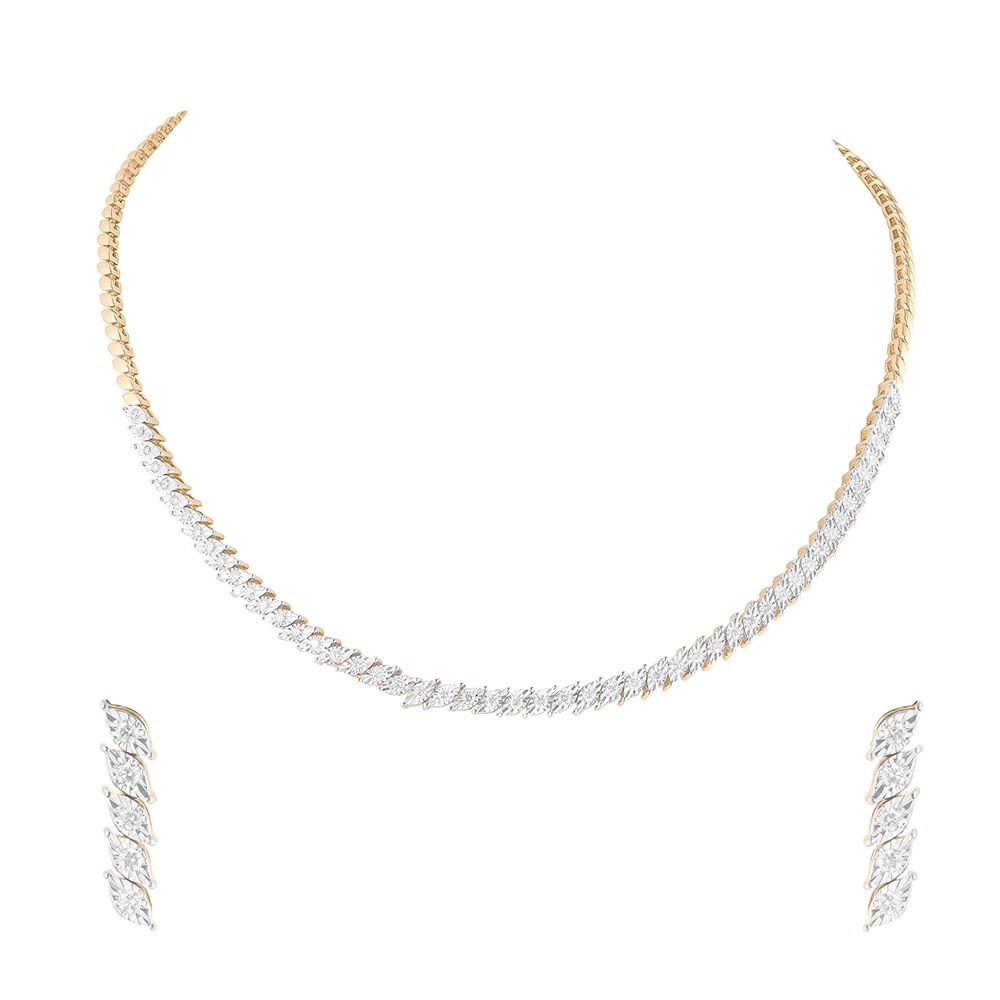 Glamorous Diamond Necklace Set-Diamond-ONS13006-D300R0B