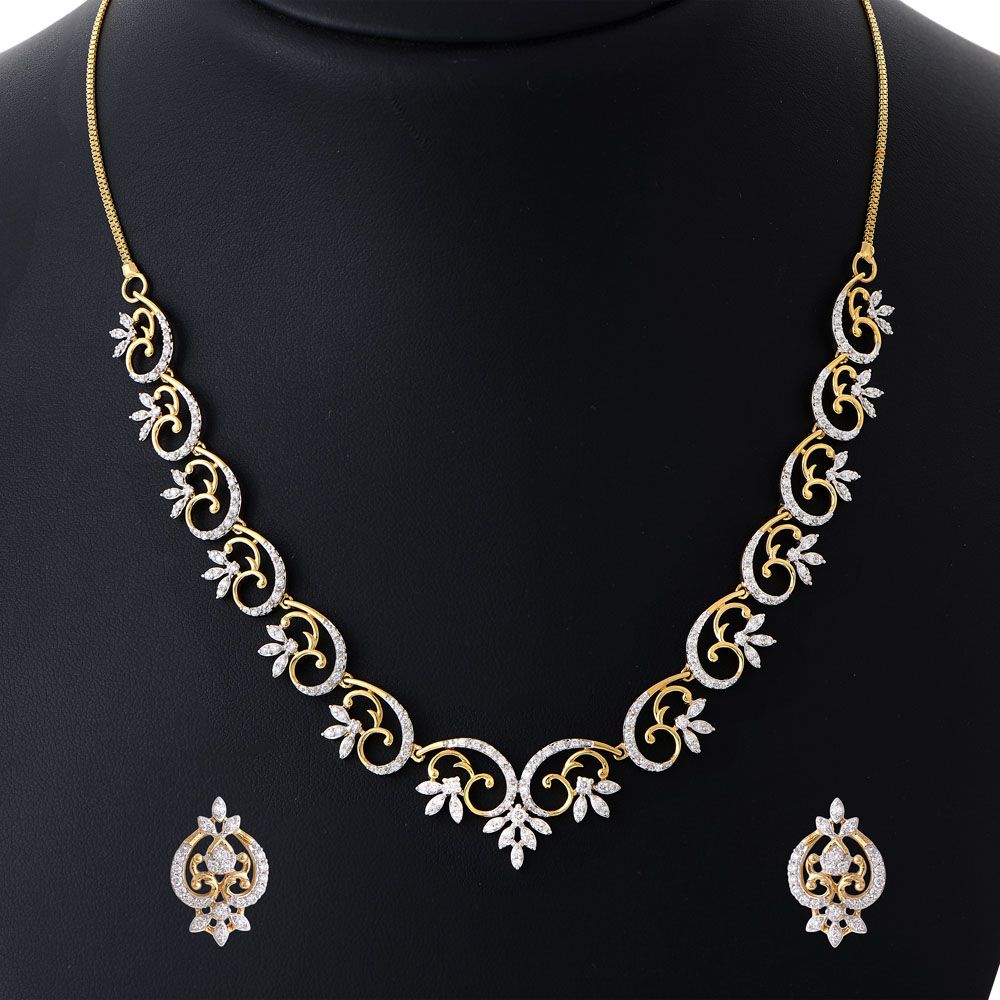 Buy Nature Inspired Diamond Necklace Set ONS14043-D300R0B Online