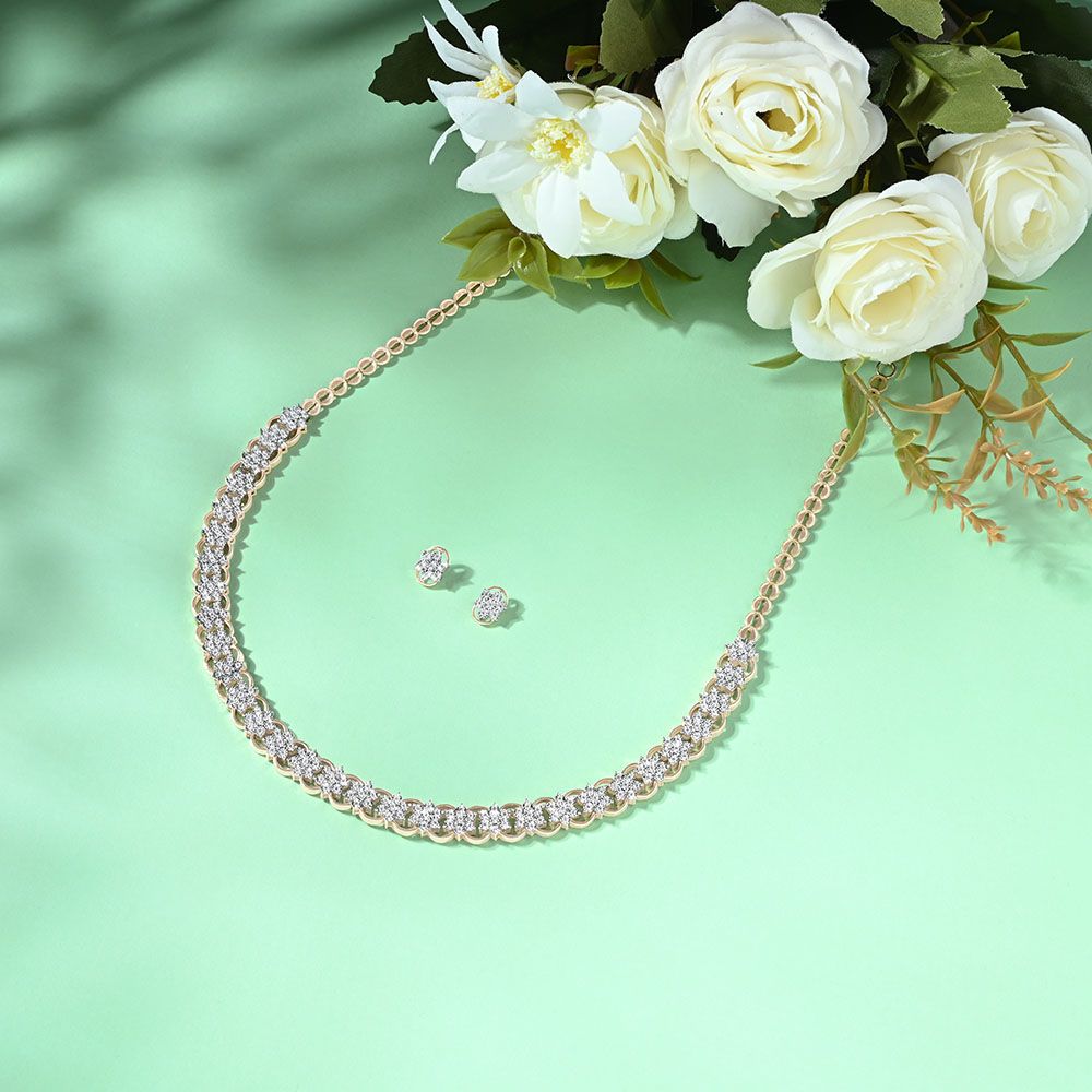 Modern Diamond Necklace Set-All Jewellery-ONS17002-D400R0B