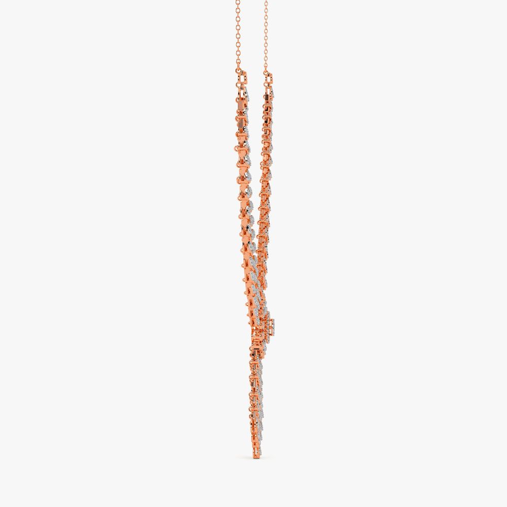 Elaborate Diamond Necklace in Rose Gold-Necklaces-OSN17031-D400X2C