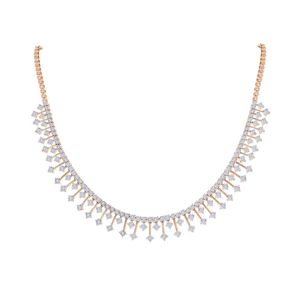 Beautiful Abstract Diamond Stud Earrings and Necklace Set-All Jewellery-ONS18039-D400X2C