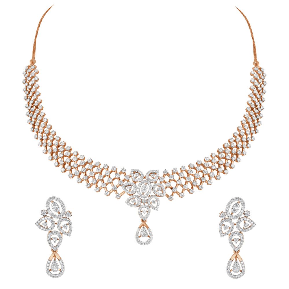 Eclectic Earrings and Necklace Set with Diamonds-Diamond-ONS18087-D400X0C