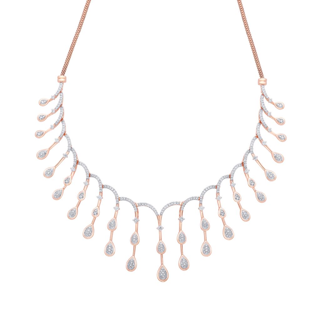 Patterned Drop Diamond Necklace & Earrings Set-All Jewellery-ONS18095-D400X1C