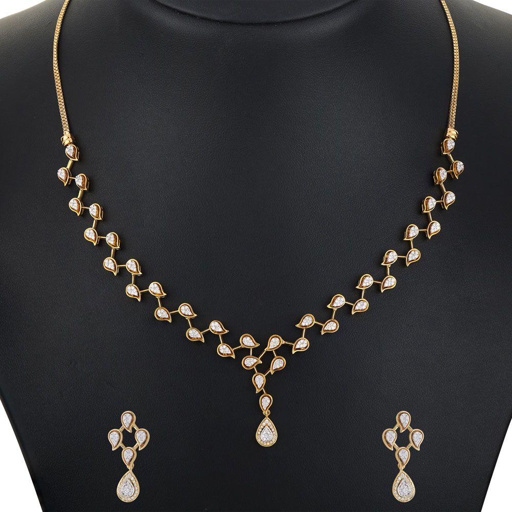 Opulent Splendor Diamond Necklace Set-Necklace Sets-ONS18099-D400R0B