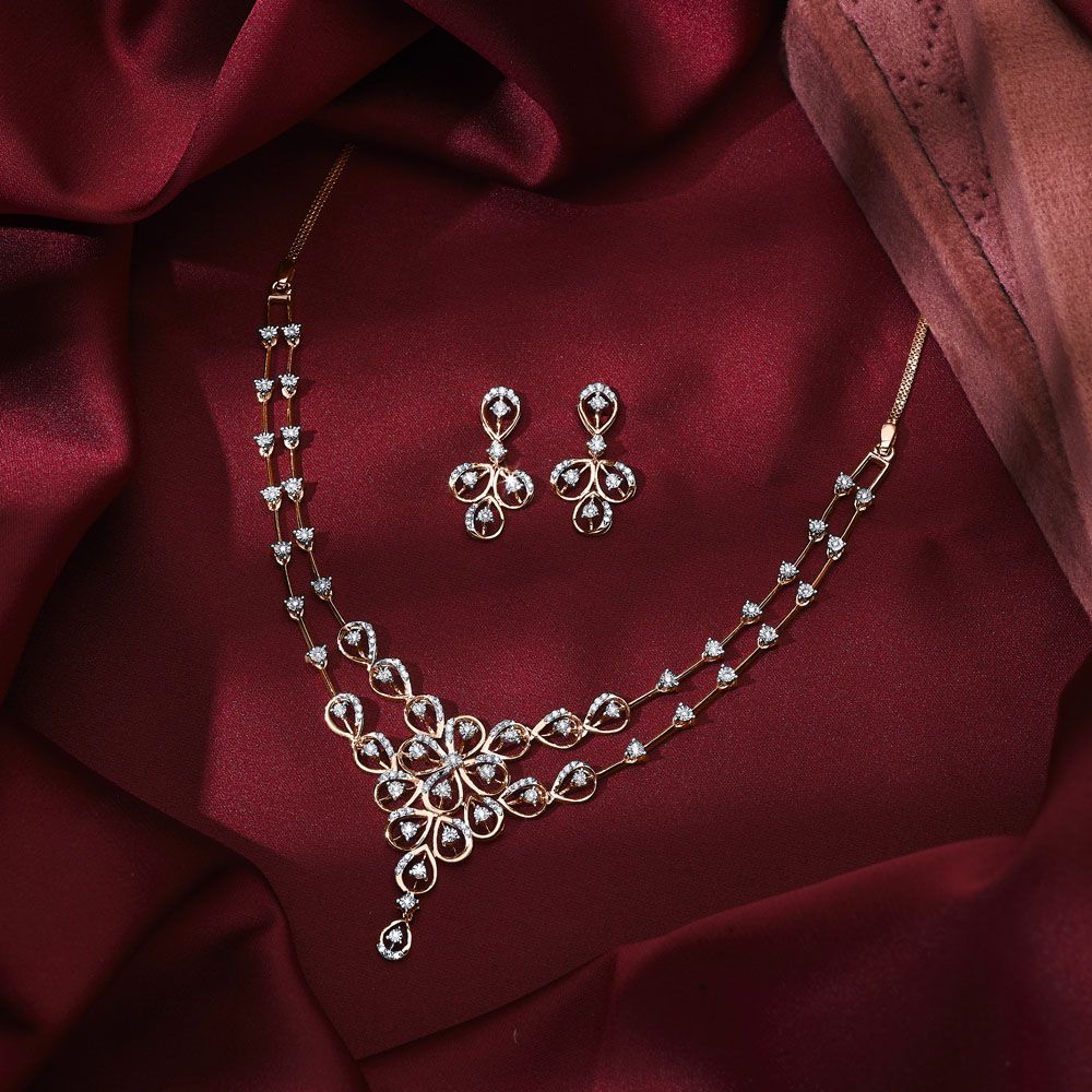 14KT Rose Gold Astra Necklace and Earring Set-All Jewellery-ONS19027-D900X0C