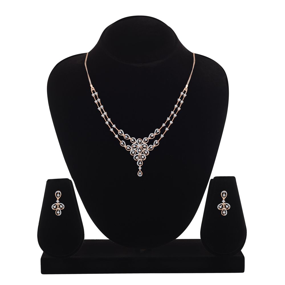 14KT Rose Gold Astra Necklace and Earring Set-All Jewellery-ONS19027-D900X0C