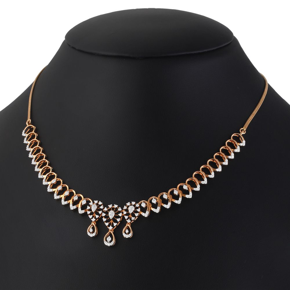 Elegant Diamond Earrings and Necklace in Rose Gold-All Jewellery-ONS19028-D400X0C