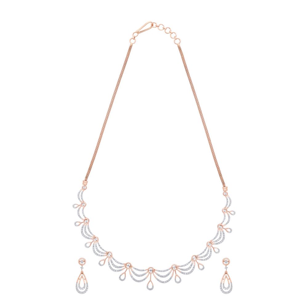 Surreal Diamond and Rose Gold Jewellery Set-Necklace Sets-ONS19034-D400X0C