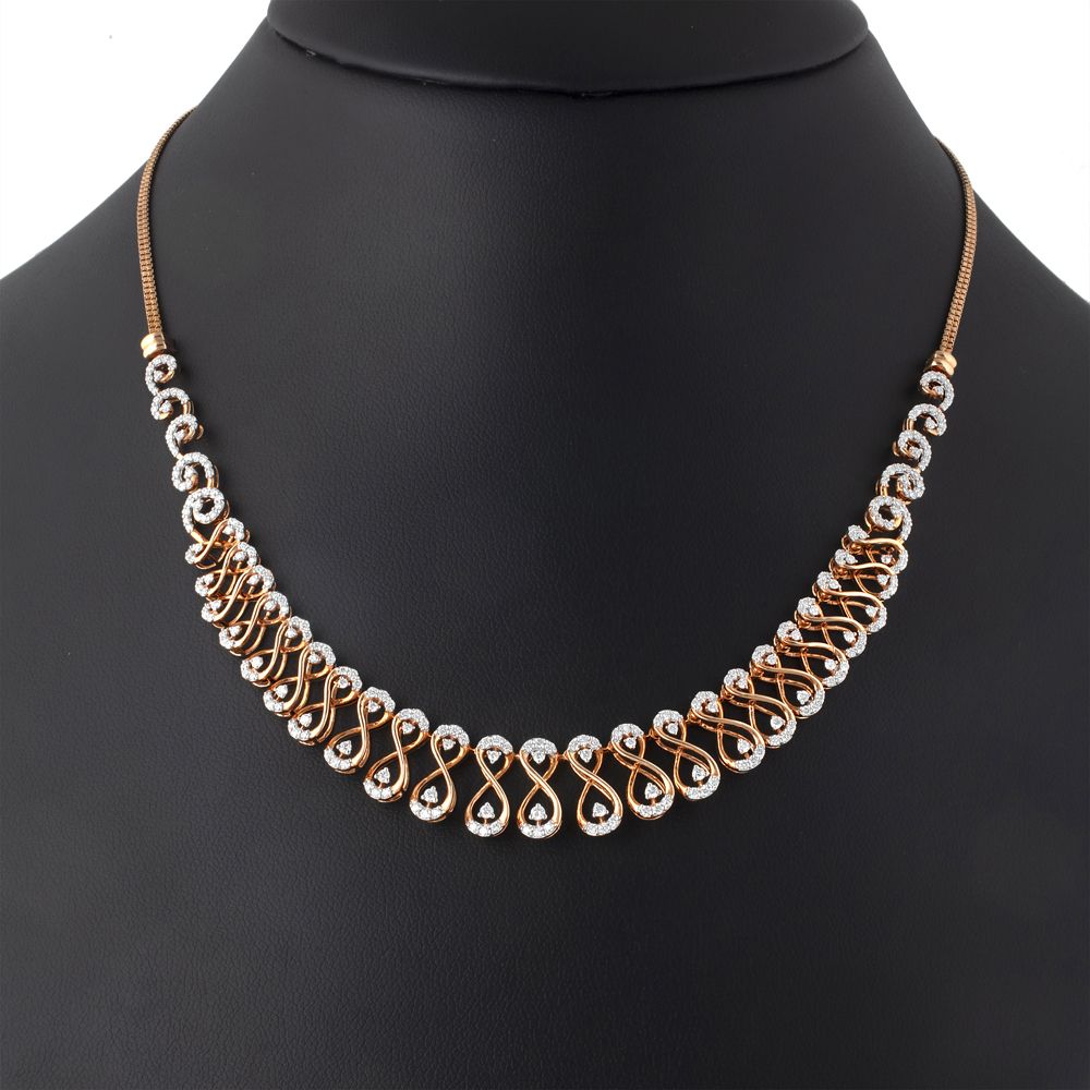 Curved Design Yellow Gold Necklace and Earrings Set-All Jewellery-ONS19039-D300R1B