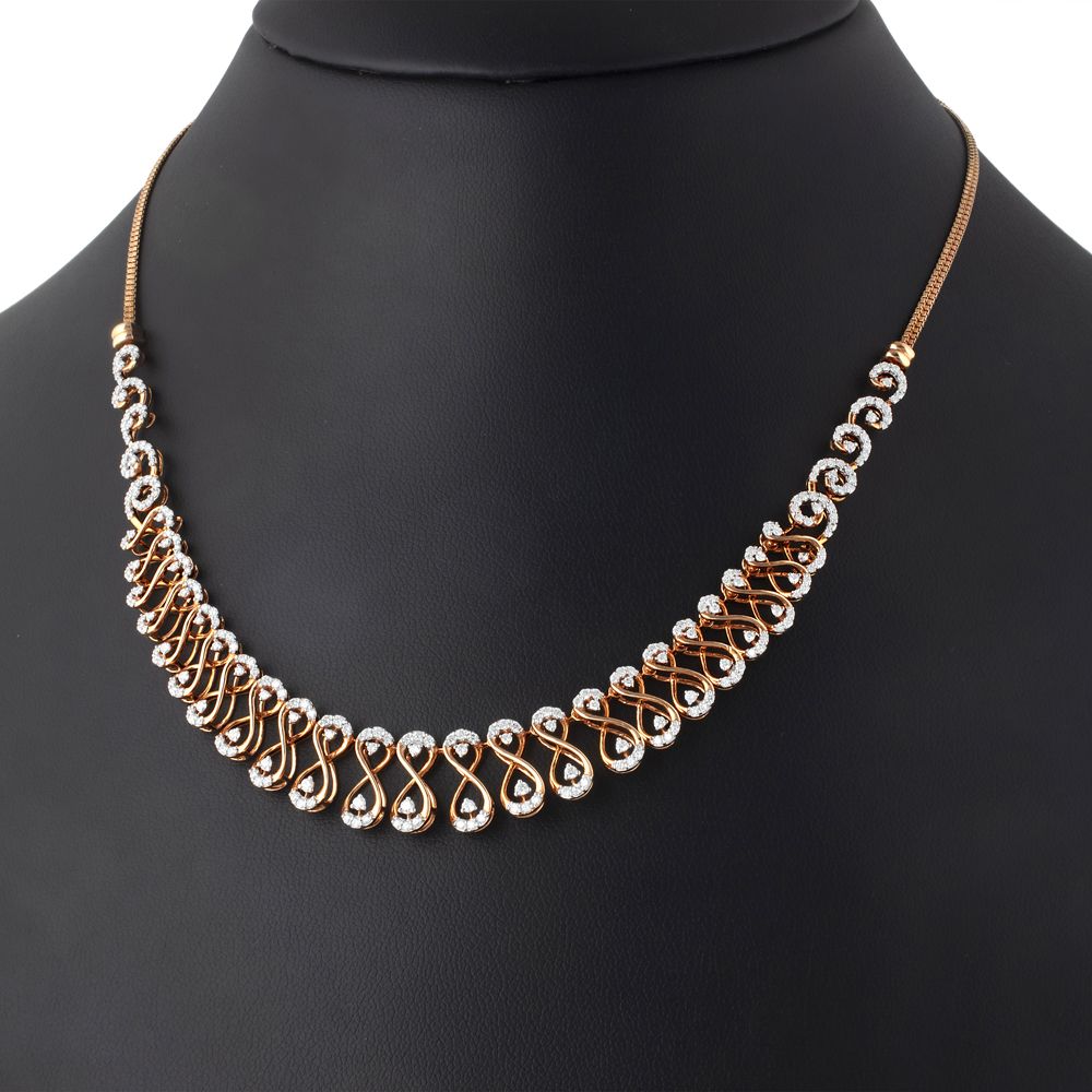 Curved Design Yellow Gold Necklace and Earrings Set-All Jewellery-ONS19039-D300R1B