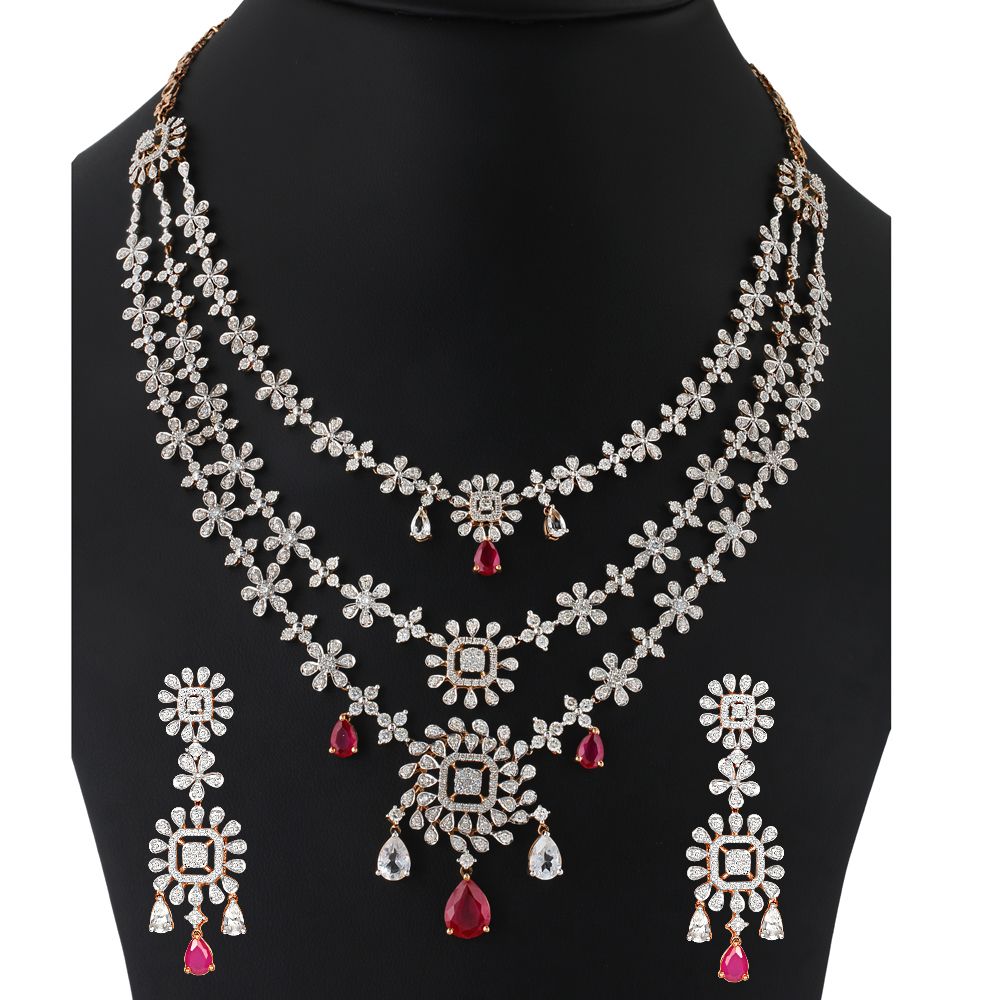 Stunning Pink Gemstone and Diamond Jewellery Set-All Jewellery-ONS19117-D909X0C