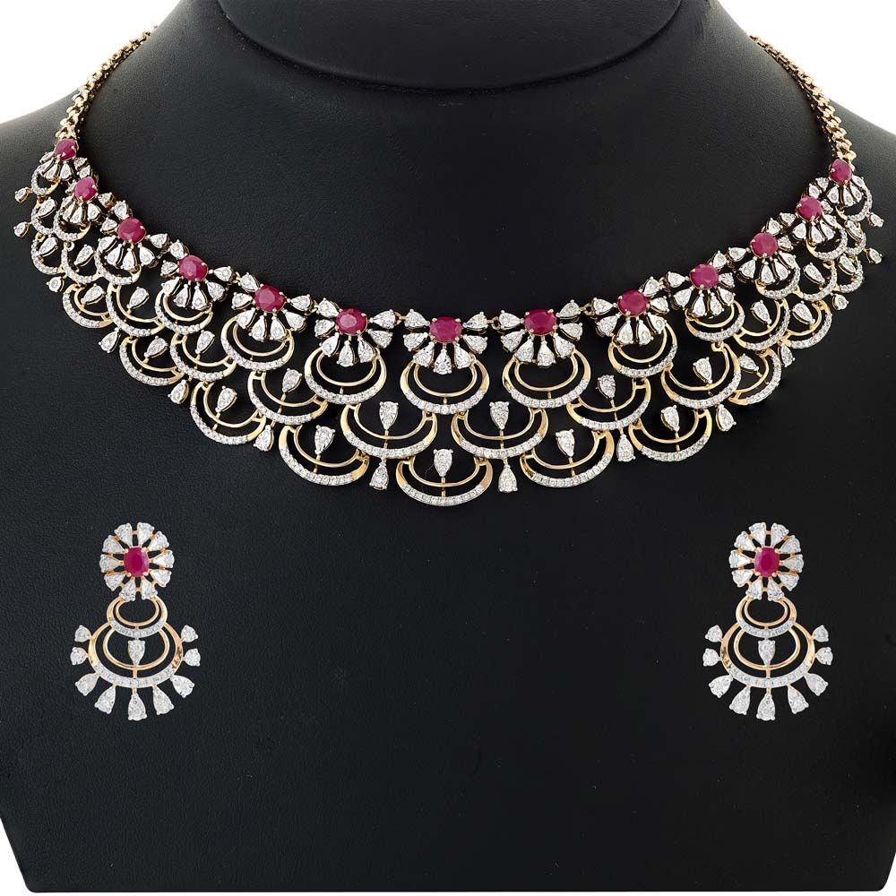 Harmony Diamond and Gemstone Necklace and Earring Set-All Jewellery-ONS19120-D909X0C