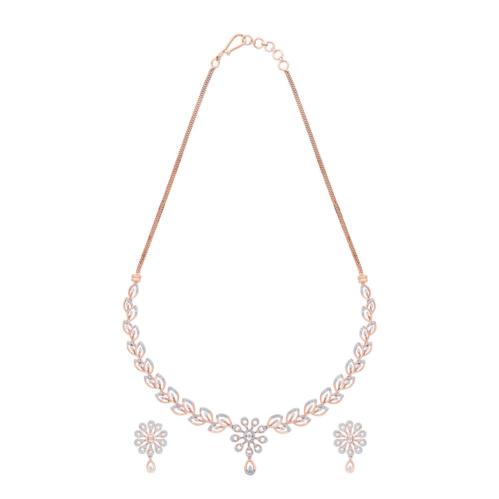 Leaf Trellis Diamond Necklace and Earrings Set-All Jewellery-ONS20001-D400X0C