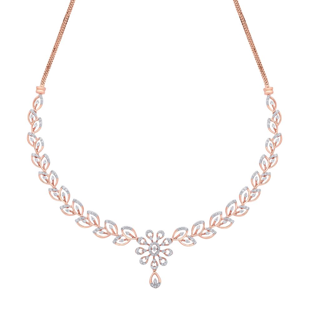 Leaf Trellis Diamond Necklace and Earrings Set-All Jewellery-ONS20001-D400X0C