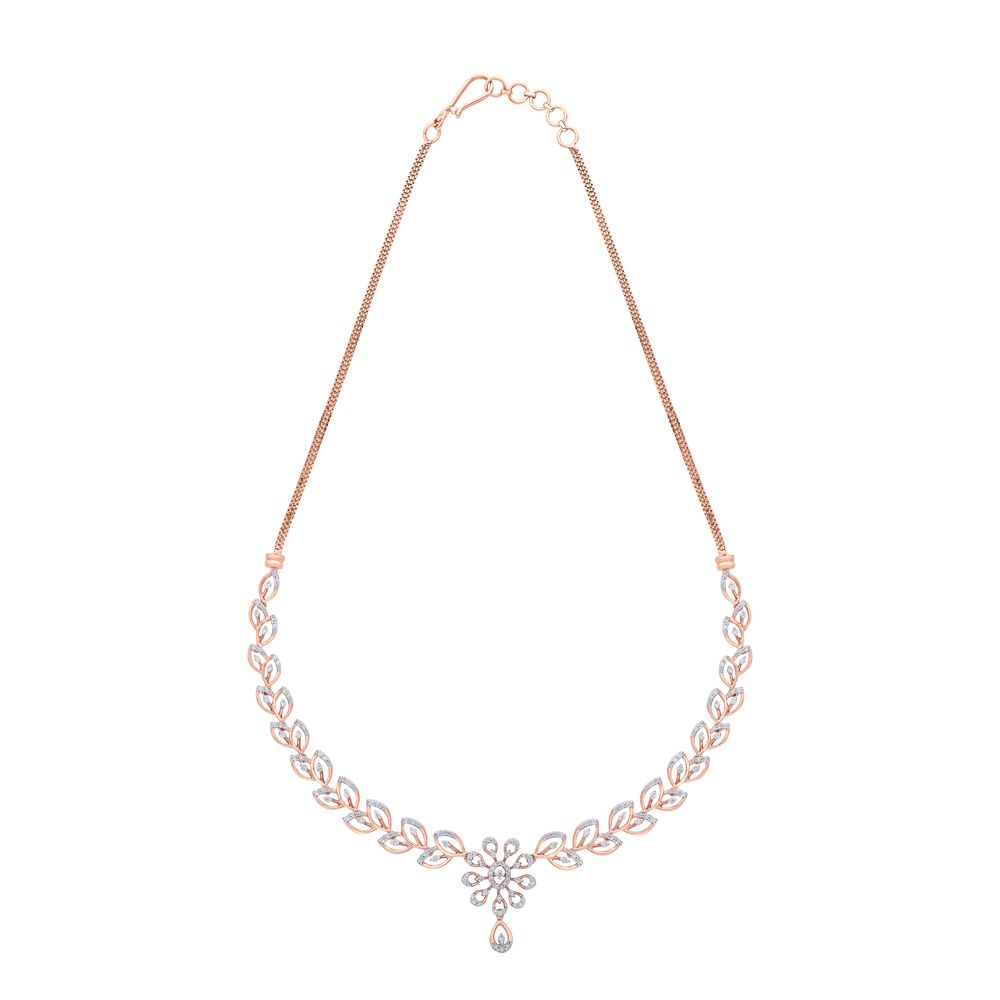 Leaf Trellis Diamond Necklace and Earrings Set-All Jewellery-ONS20001-D400X0C