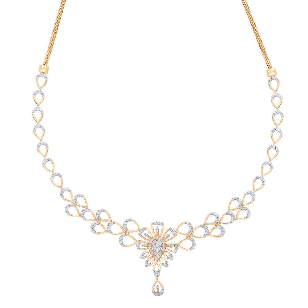 Bejewelled Leaf Design 14KT Rose Gold Jewellery Set-All Jewellery-ONS20002-D400X0C