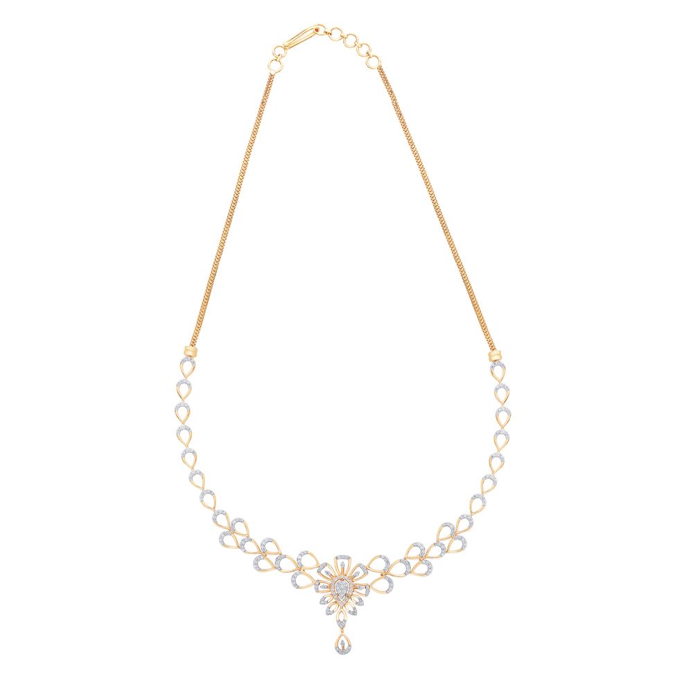 Bejewelled Leaf Design 14KT Rose Gold Jewellery Set-All Jewellery-ONS20002-D400X0C